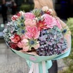 Bukiet z Hortensją i Różami Piwoniowymi - BUKIETY AUTORSKIE | Kwiaciarnia Milosc Warszawa - zdjecie 2