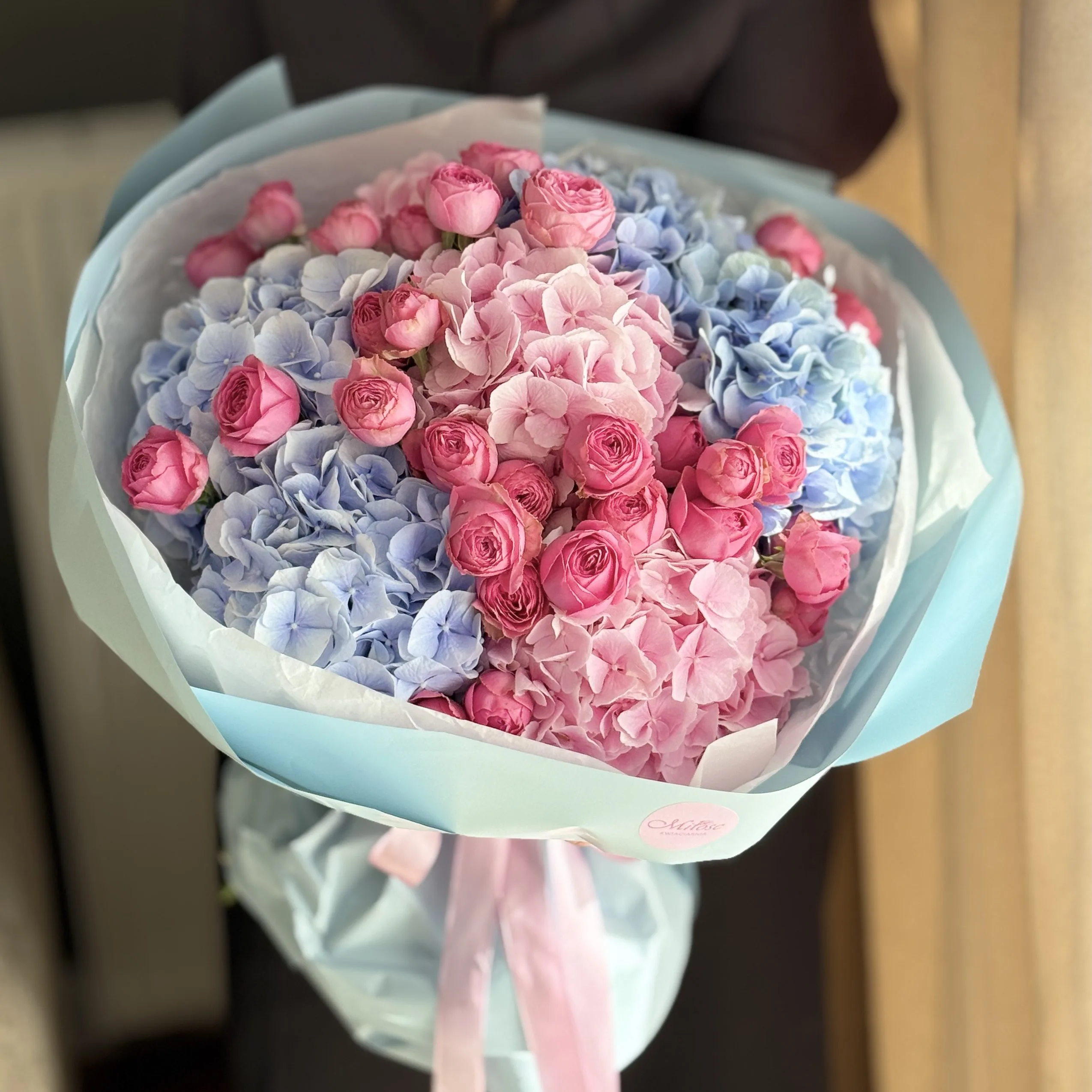 Bukiet pastelowy z hortensjami - BUKIETY AUTORSKIE | Kwiaciarnia Milosc Warszawa - zdjecie 2