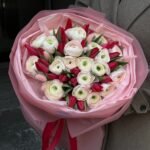 Bukiet Pudrowa Czerwień - zdjęcie 4 - Kwiaciarnia Miłość