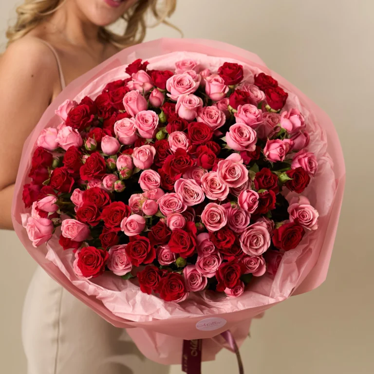 Różowa Harmonia – bukiet czerwono-różowych róż - Kwiaciarnia Miłość Warszawa