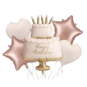 Happy Birthday Cake – Set of 5 Foil Balloons