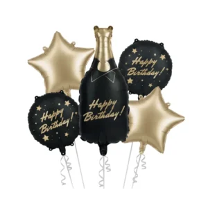 Happy Birthday Champagne – Set of 5 Foil Balloons