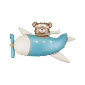 Aviator Blue Teddy Plane – balon foliowy z helem